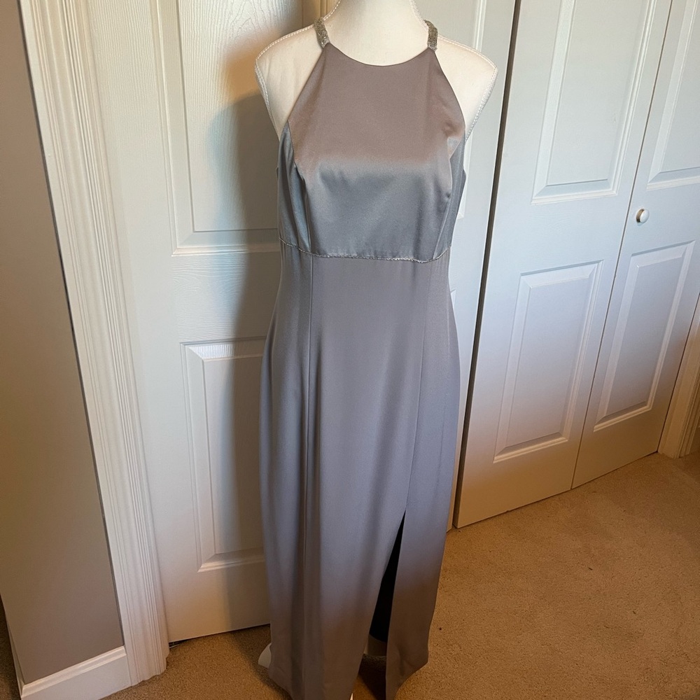 Elegant Gray Halter Dress